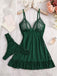 50er Babydoll-Nachtkleid-Set aus transparentem Mesh mit Polka-Dots und Rüschensaum
