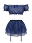 50er Dessous-Set mit Polka-Dots und Carmen-Ausschnitt