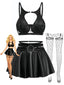 Schwarzes 50er Dessous-Set mit Cut-outs und Riemchendetails