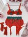 Rotes 50er Weihnachts-Dessous-Set mit Spitze und Strumpfhaltern