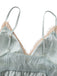 50er Satin-Nachthemd mit V-Ausschnitt und Spitze
