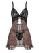Schwarzes 50er Nachtkleid mit Leoparden-Print und Spitze