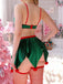 Grünes 60er Weihnachtselfen-Dessous-Set