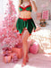 Grünes 60er Weihnachtselfen-Dessous-Set