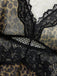 Braunes 50er Nachtkleid-Set mit Leopardenmuster und Spitzenbesatz