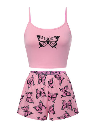 1970er Spaghetti Träger Schmetterling Pyjama