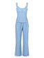 2PCS Blau 1950er Spitze Patchwork Pyjama