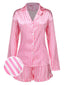 1960er Revers Streifen Satin Pyjama Set