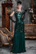 GRÜN 1920ER  MAXI FLAPPER KLEID MIT PAILLETTEN