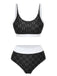 Tankini-Set mit Lochstickerei, hohem Bund und Farbblock-Design aus den 1940er Jahren – Vintage-Mode, Retro-Stil
