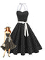 1950er Polka Dot Halter Gürtel Swing Kleid