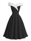 1950er Schulterfrei Ärmellos Farbblock Kleid