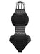 Schwarz 1950er Uni Halter Cut-Out Einteiliger Badeanzug