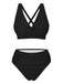 Vintage-Wickelbikini mit gekreuztem Oberteil und hochgeschnittenem Höschen im Retro-Stil der 1950er Jahre