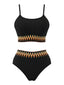 1950er Zigzag Muster Hochgeschnitten Gerippt Bikini Set
