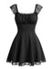 1960er Spitze Karree Ausschnitt Rückenfrei Kleid