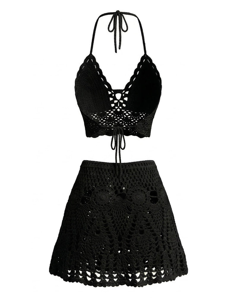 Häkel-Strandkleid aus den 1980er Jahren – Vintage-Mode, Retro-Stil