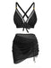 Vorderseite: 3-teiliges Bikini-Set aus den 1950er Jahren mit massiven Metallknöpfen, eleganter Vintage-Stil, perfekt für Liebhaberinnen von Vintage-Mode