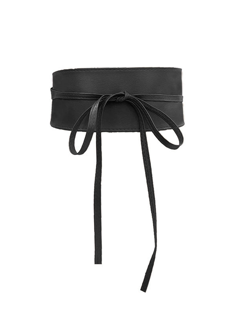 Schwarzes Vintage-PU-Leder-Schleifen-Breitband
