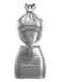 Silber 1980er Metallic Halter Rückenbindung Mini Kleid