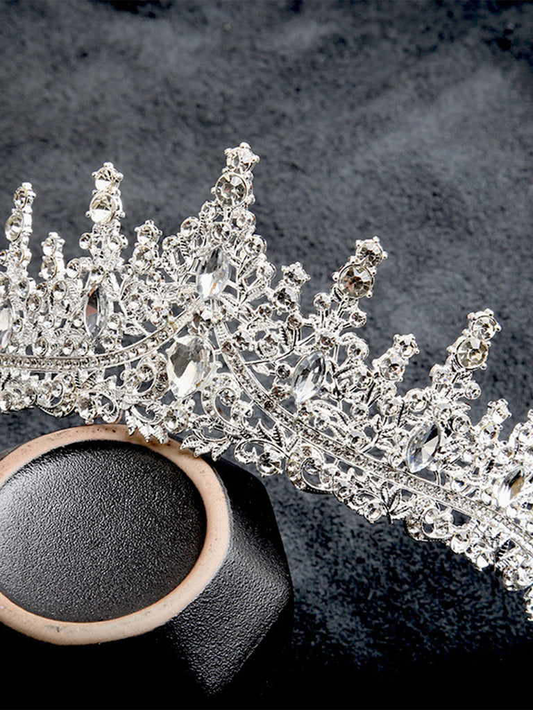 Silbernes Vintage Kronen-Haarband mit Strass
