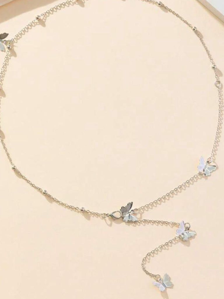 Silbere Halskette mit Schmetterling und Dainty