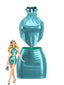 1980er Metallic Halter Rückenbindung Mini Kleid
