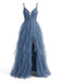 Elegantes, von den 1930er Jahren inspiriertes Vintage-Abendkleid mit aufwendigen Applikationen, schimmernden Tülllagen, Glitzerakzenten und einem dramatischen Seitenschlitz für formelle Anlässe