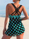 Türkisfarbener Tankini mit Blumenmuster im Stil der 1980er-Jahre – Vintage-Mode, Retro-Stil
