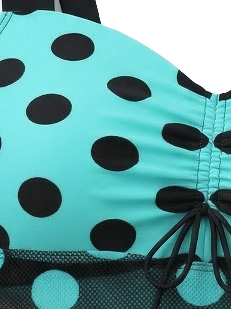 Türkisfarbener Tankini mit Blumenmuster im Stil der 1980er-Jahre – Vintage-Mode, Retro-Stil