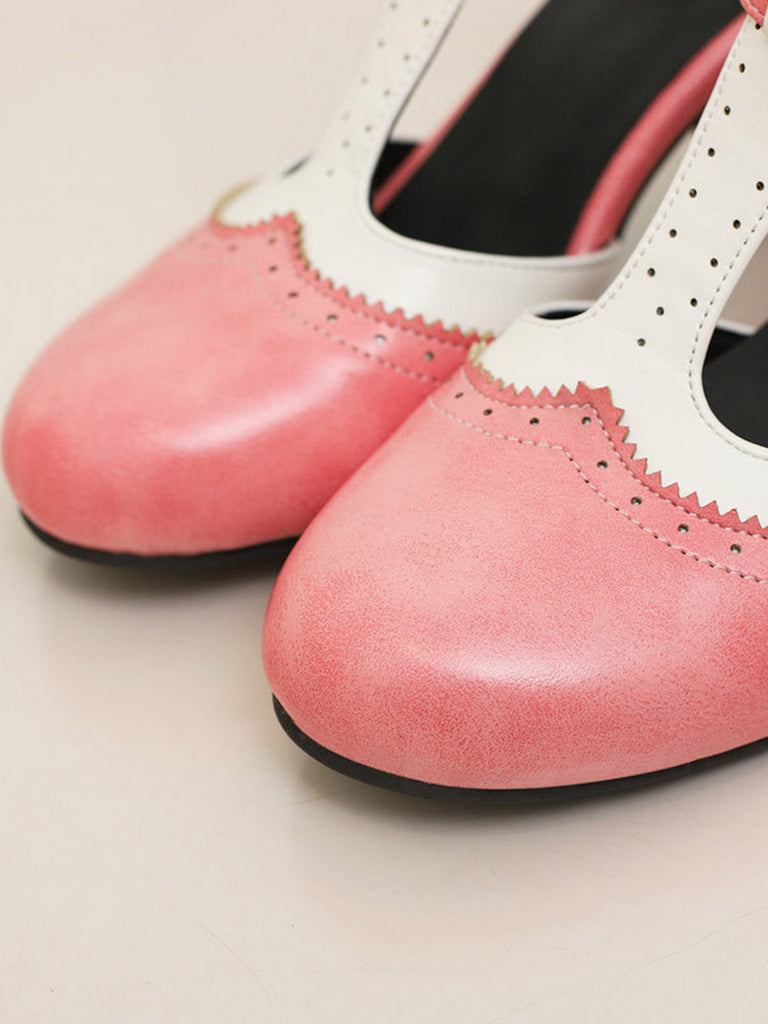 Zwei Ton T Gurt Maria Jane Block Ferse Pumps