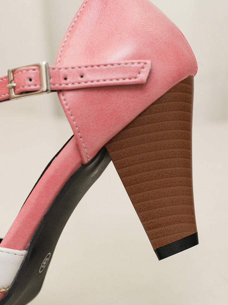 Zwei Ton T Gurt Maria Jane Block Ferse Pumps