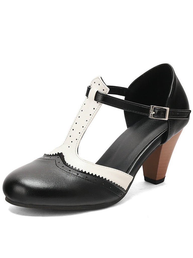 Zwei Ton T Gurt Maria Jane Block Ferse Pumps