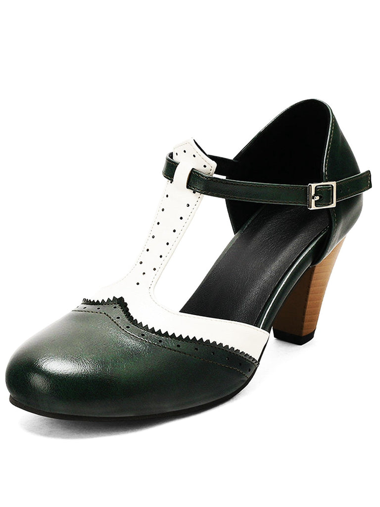 Zwei Ton T Gurt Maria Jane Block Ferse Pumps