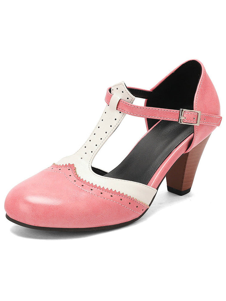 Zwei Ton T Gurt Maria Jane Block Ferse Pumps