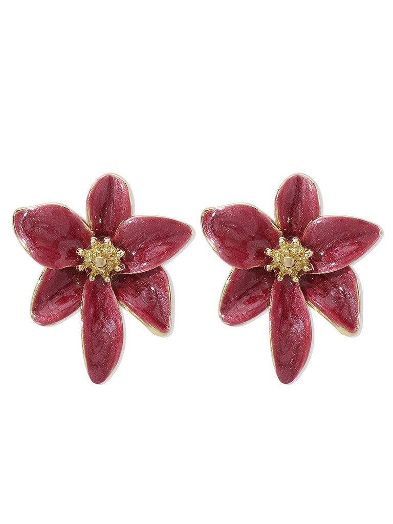 Vintage Emaille Lilie Blume Zucht Ohrringe