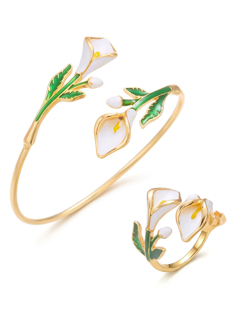 Vintage Armband mit Blumen und Ring