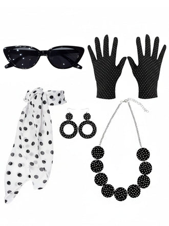 Vintage Polka-Dot Accessoire-Set für Party & Cosplay