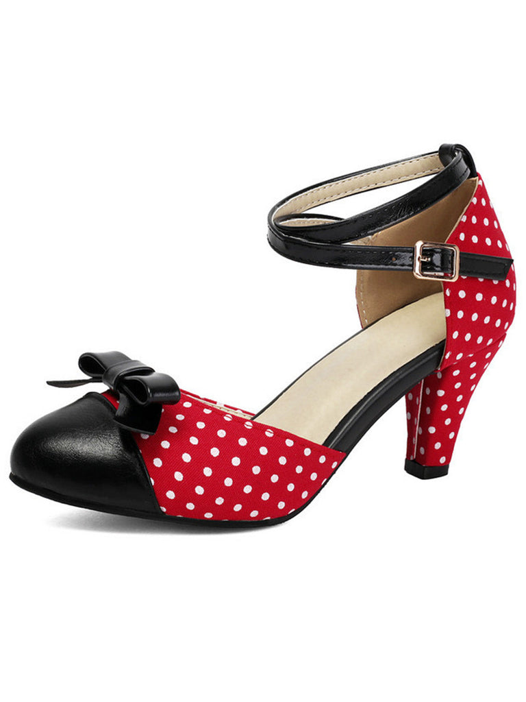 Vintage Pumps mit Polka-Dots und Schleife