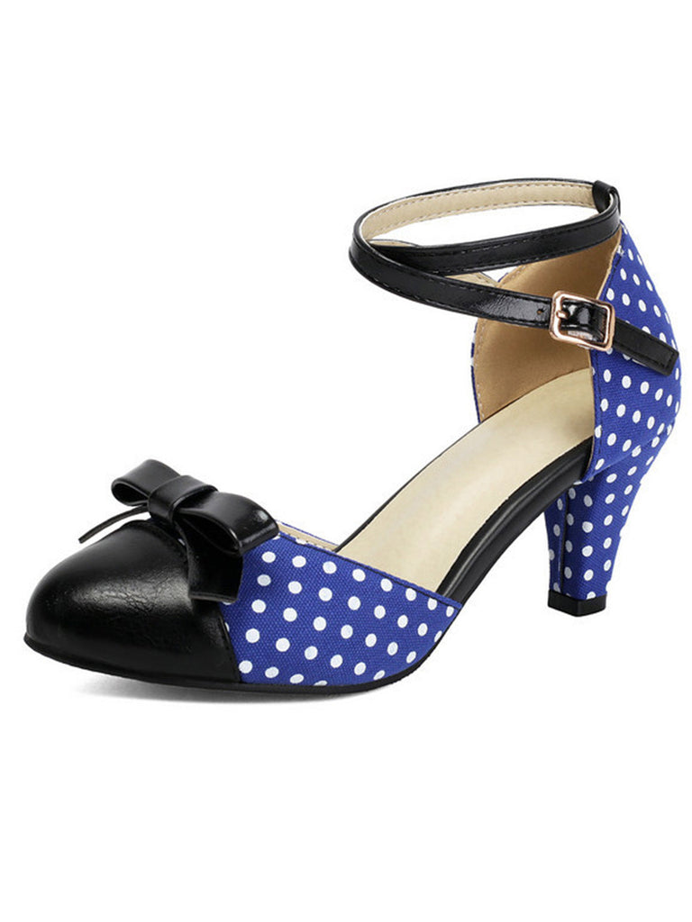 Vintage Pumps mit Polka-Dots und Schleife