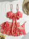 Rotes 60er Bikini-Set & Cover-Up mit Rüschen und gestuft