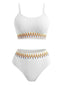 1950er Zigzag Muster Hochgeschnitten Gerippt Bikini Set