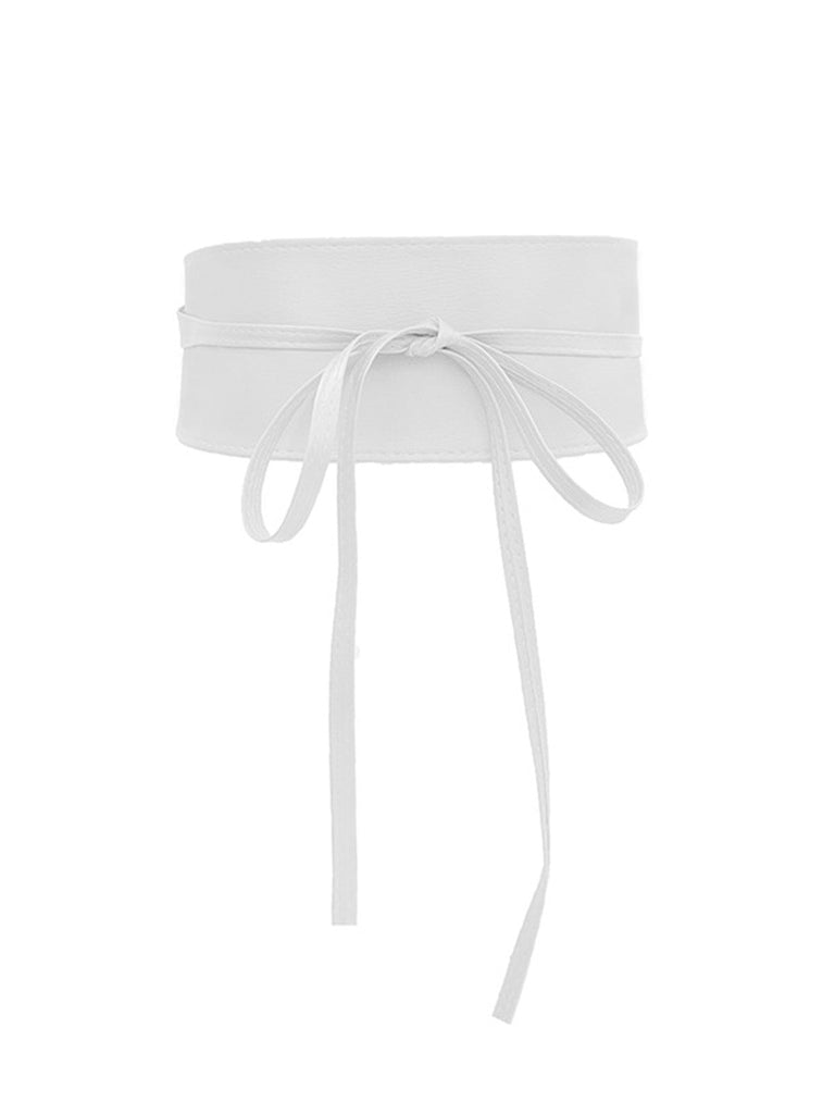 Weißer Vintage-PU-Leder-Schleifen-Breitbund