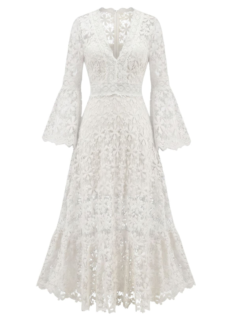 30er Maxikleid mit offenem Rücken und Spitze