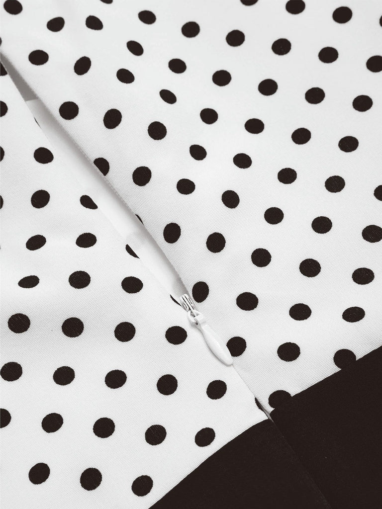 [Vorverkauf] Weiß 1930er Polka Dot Rüschen Meerjungfrauenkleid