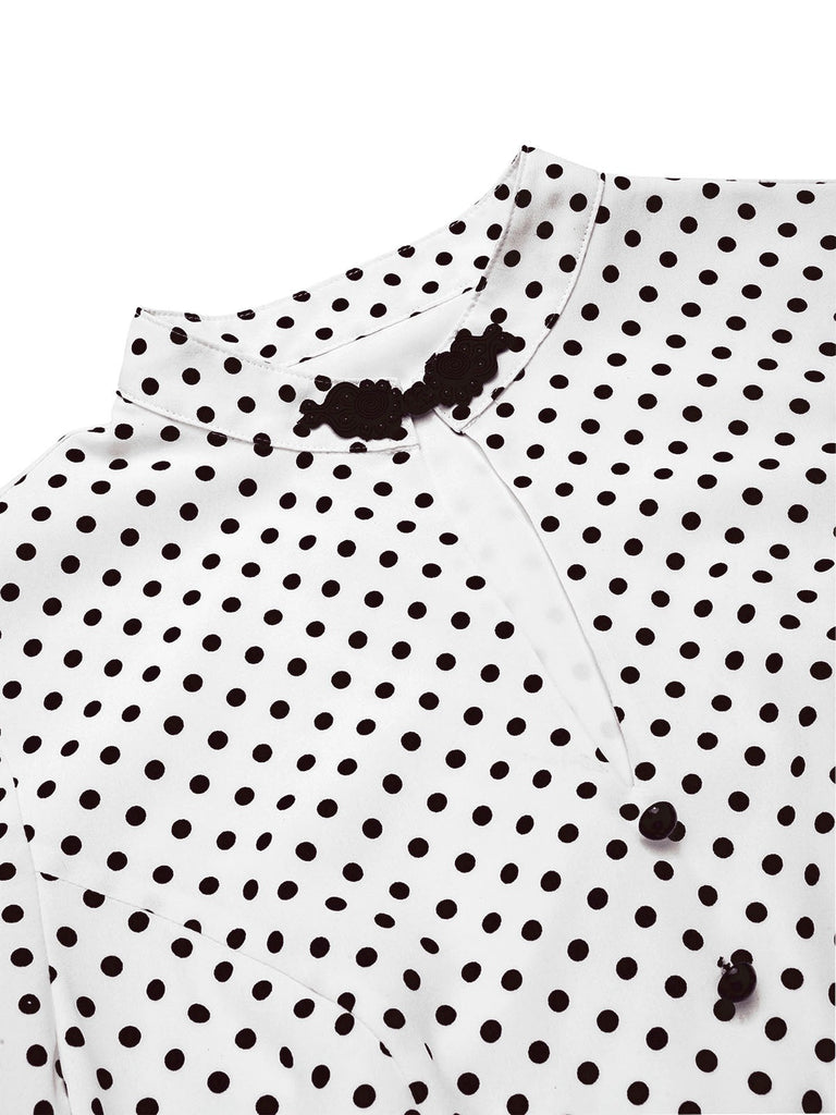 [Vorverkauf] Weiß 1930er Polka Dot Rüschen Meerjungfrauenkleid