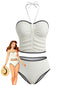 Weißes 50er Tankini-Set mit Neckholder und Struktur