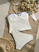 Weißes 50er Trägerloses Tankini-Set mit Neckholder und Struktur