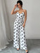 Weißer 70er Jumpsuit mit V-Ausschnitt und Print