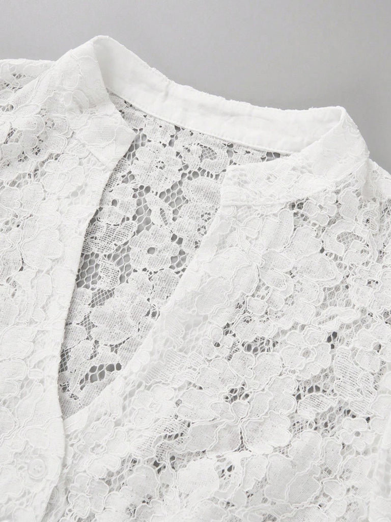 Dunkelblaues 50er Jacquard-Kleid mit Samt und Spitze